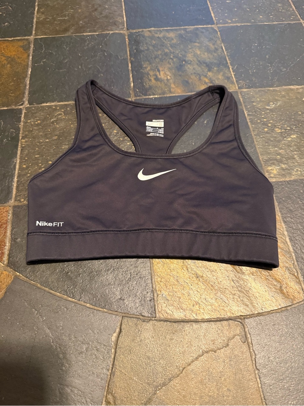 Nike Black Sports Bra with White Swoosh - Racerback Support